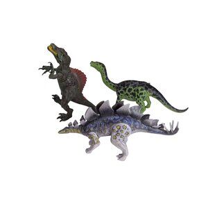 Kid Galaxy Poseable Dinosaur Toys Set Of 3 - Spinosaurus Stegosaurus & Riojasaur